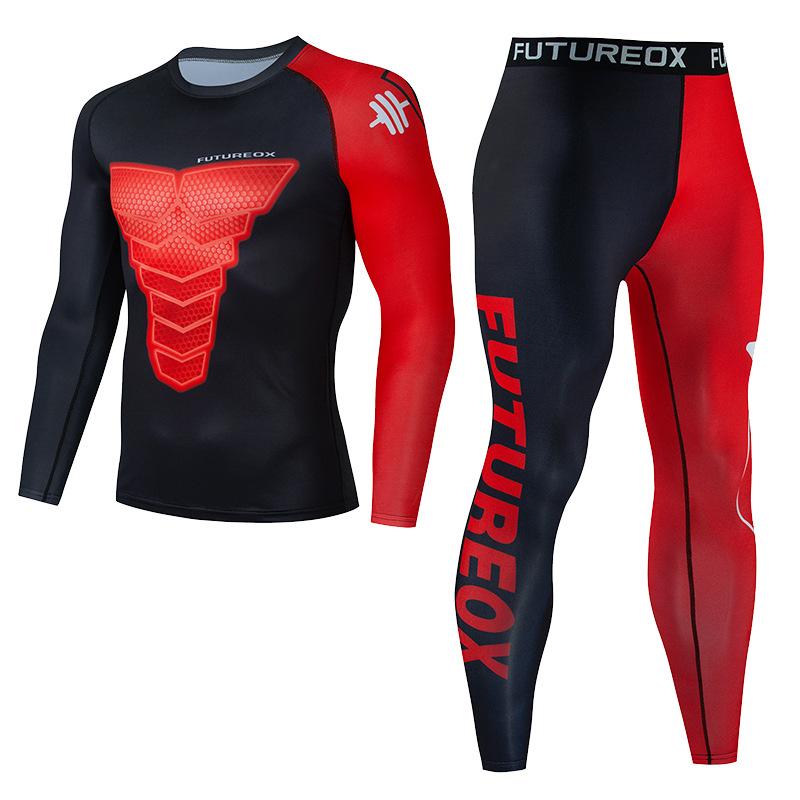 New men s sports fitness training men s running fitness suit long-sleeved quick-drying sportswear, cross-border M