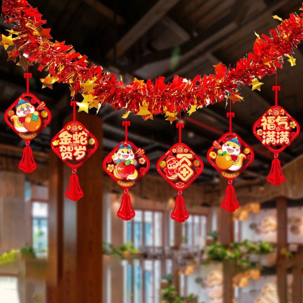 Zodiac Snake Spring Festival Banner Garland Cartoon New Year Flag Pendant  For Home Shopping Mail