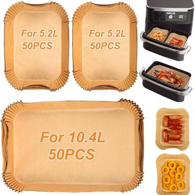 Ninja Foodi Dual Basket Air Fryer Liners, 10.4L & 5.2L, Rectangular Paper