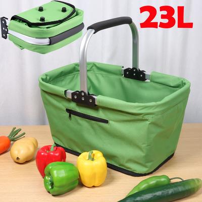 23L Foldable Storage Bag Shopping Basket with Handle Portable Garden Grocery Basket For Outdoor Travel Picnic Campsite Organizer