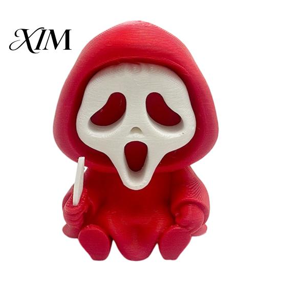 Desktop 3D Printed Skull Decor Halloween Ghost Statue, Cartoon Skeleton Sculpture, Textures Cute Dark Aesthetic Room Accessories Compact Horror