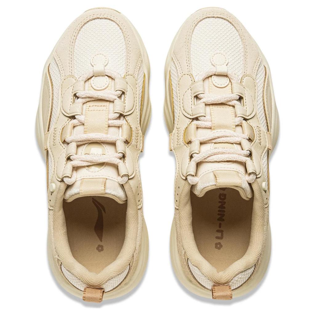 Li-Ning Classic Comfortable Non-Slip Wear-Resistant Low-Top Casual Shoes Women sneaker Yellow Milky AGCU300-1