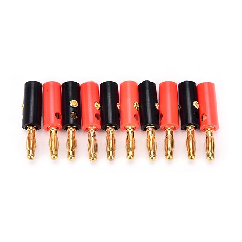 10pcs/lot audio speaker screw banana gold plate plugs connectors 4mm