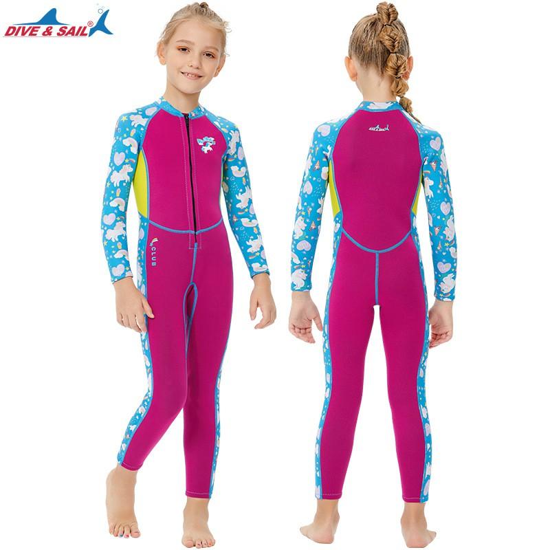 Children's Diving Suit Women's 2.5MM Thick Warm Swimsuit One-piece Long-sleeved Sunscreen Snorkeling Surfer