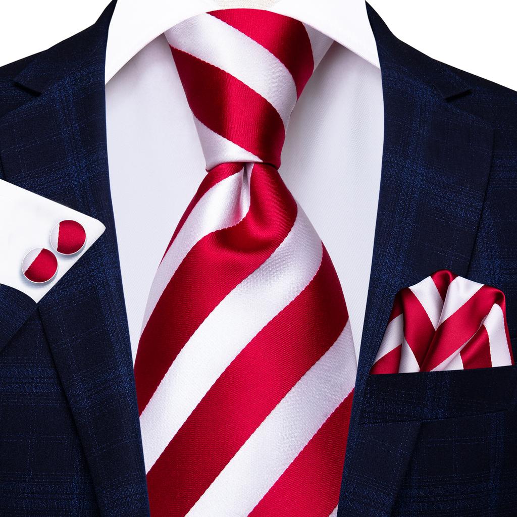 Hi-Tie Navy Blue Striped Silk Wedding Tie For Men Fashion Design Gift Men Necktie Hanky Cufflink Set Business Party Dropshiping