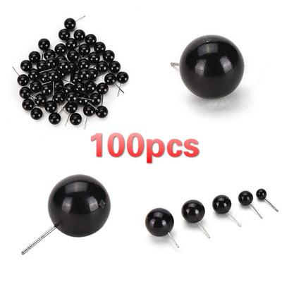 100 adet 4-14mm Siyah Fasulye Tipi Gözler Topu Düğmesi Diy oyuncaklar gözler Aksesuarları siyah Iğne bebek oyuncak gözler pin ile diy keçe 100 adet