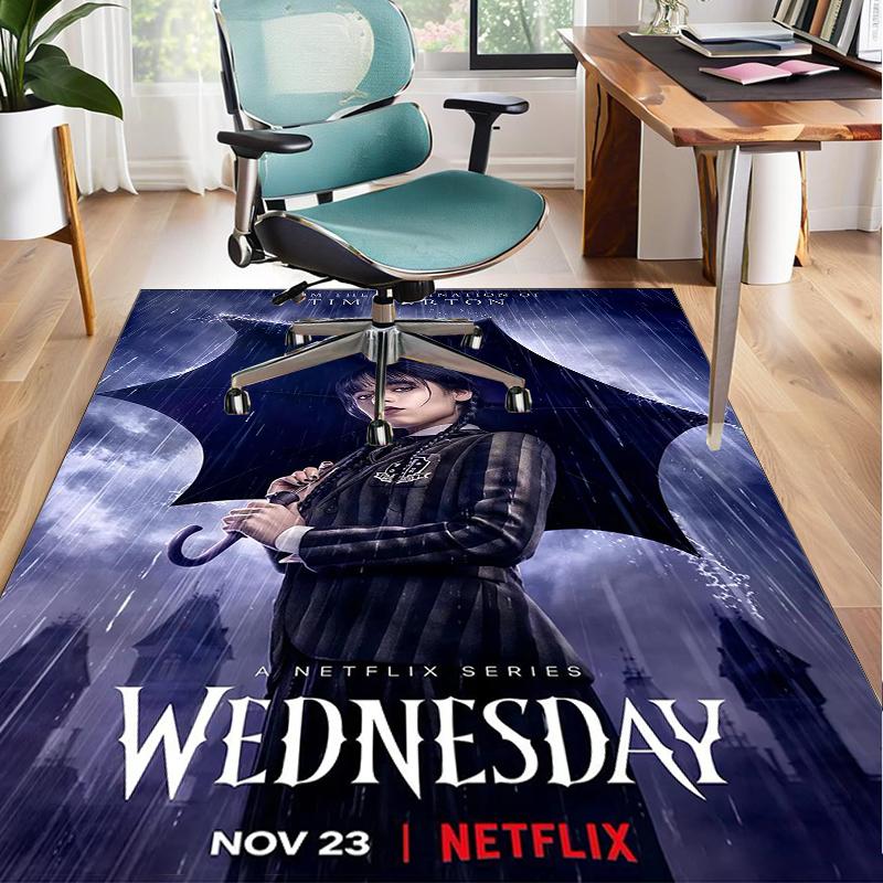 Wednes-day Gothic Family Reunion Office Rug Chair Mat, Game Carpet, Suitable for Front Door, Bedroom, Living Room, Desk, Holiday Gift