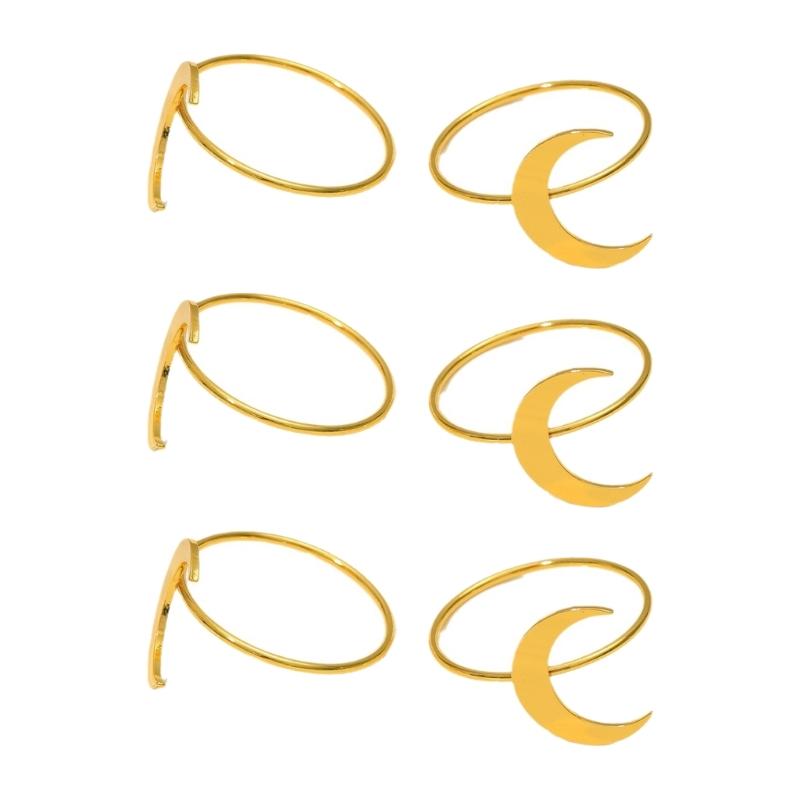 Modern Metallic Moon Napkin Rings Decorative Dinnerware Essential For Parties Weddings User Friendly Materials 1
