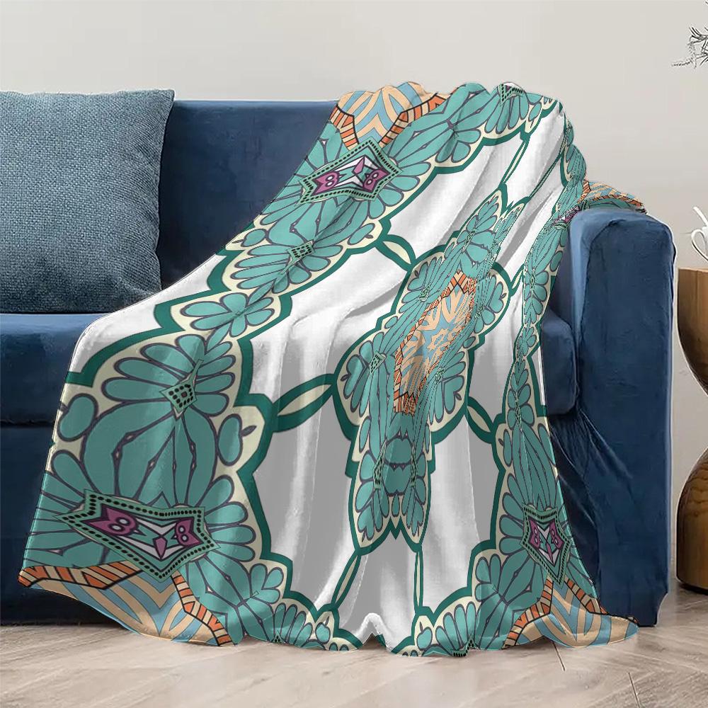 Bohemian Floral Pattern Throw Blanket Geometric Print Bed Blanket Decorative Sofa Cover Home Decor Cushion Cover