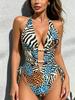 Leopard Sexy Women One Piece Swimsuit Swimwear Female Thong Biquini Monokini Swimming Suit Bathing Suit Beachwear