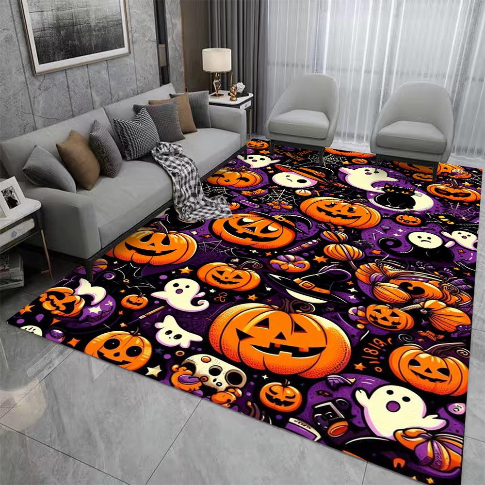 Halloween-Themen-Teppich für Wohnzimmerdekoration Zuhause Große Teppiche Dekoration Weiche Schlafzimmer-Lounge-Bodenmatte