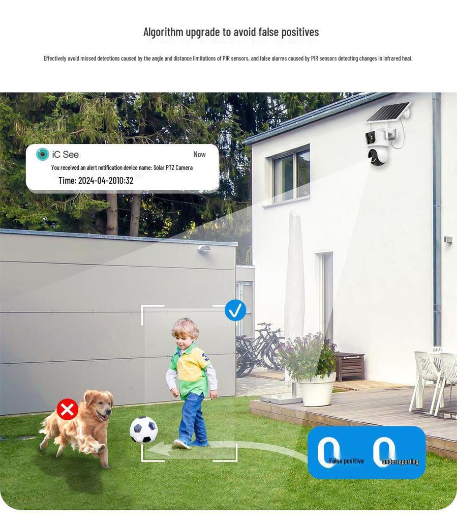 ICSee Dual-Lens PTZ WiFi Solar Camera: 10X Zoom, Low Power, Cross-Border Monitoring