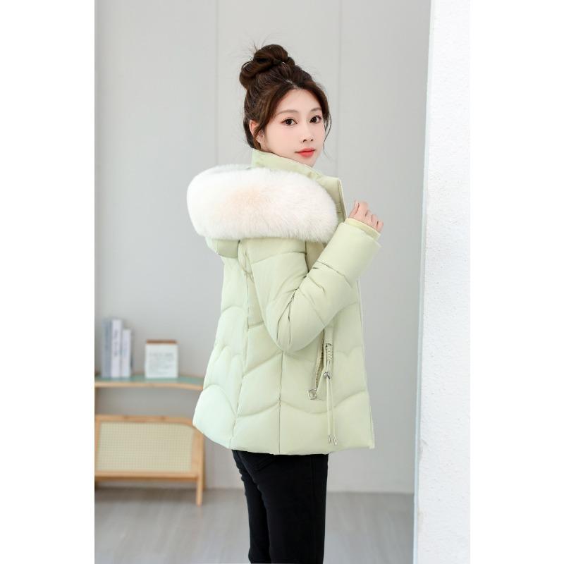 Winter New Cotton-padded Female Slim Women's Cotton-padded Short Fur-collared Cotton-padded Female Warm and Cold-resistant Cotton-padded Jacket