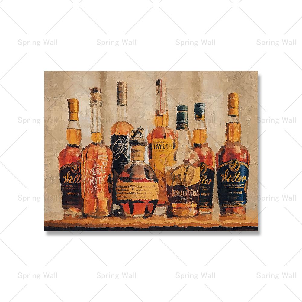 

Бутылки бурбона Buffalo Trace Печать Винтажная Картина на холсте Плакат Абстрактное настенное искусство Картина Декор для бара Гостиная Подарки для него 21x30cm No Framed
