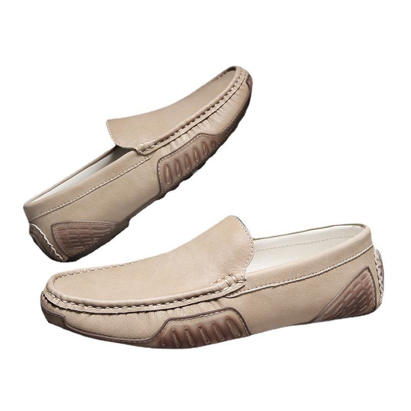 Cowhide Beanie Shoes Men'S British Trendy Men'S Casual Leather Shoes One Pedal Soft Leather Octopus Leather Driving Shoes