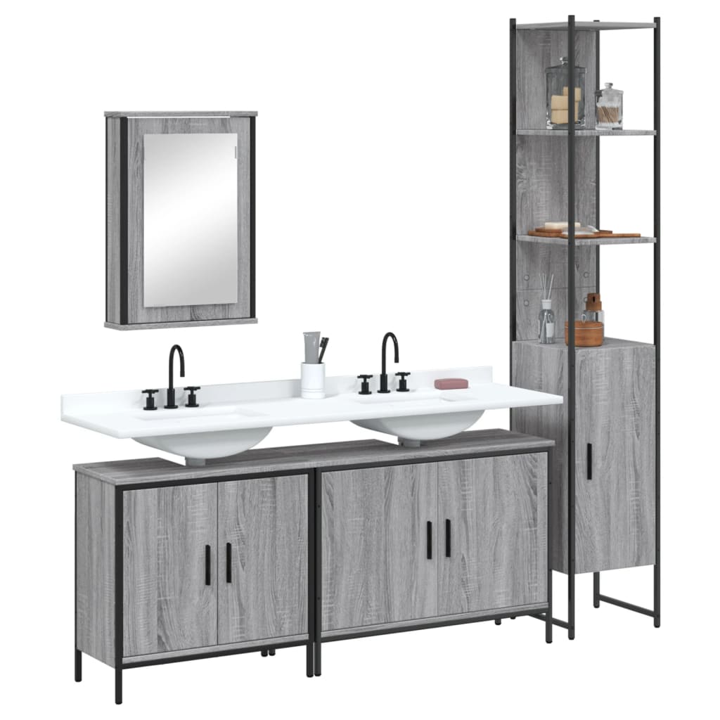4 piece bathroom furniture set grey Sonoma particleboard