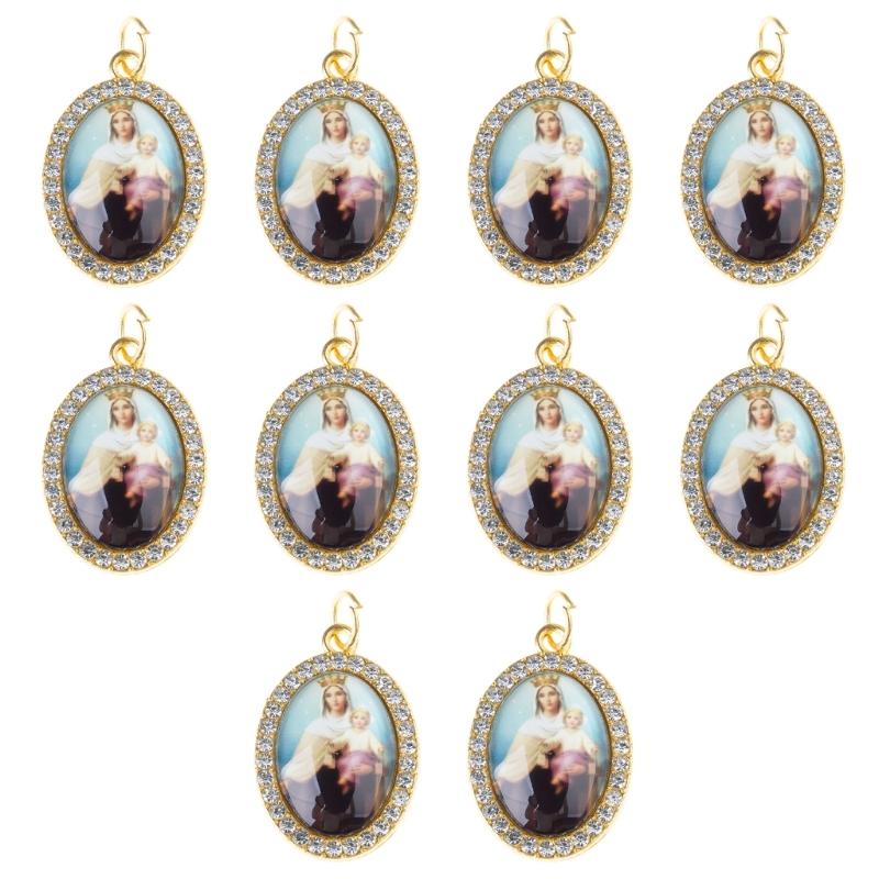 10Pcs Oval Shaped Figure Metal Rhinestones Pendant Charm for Chokers Necklaces Keychains DIY Jewelry Making