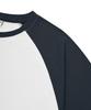 ESCAPEFROM Mini Vintage Cloud Print Raglan Color Block Short Sleeve T-Shirt Navy