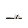 Leather Splicing Square Head Metal Lock with Light Mouth Versatile Cool Slippers for Women's Summer Wear