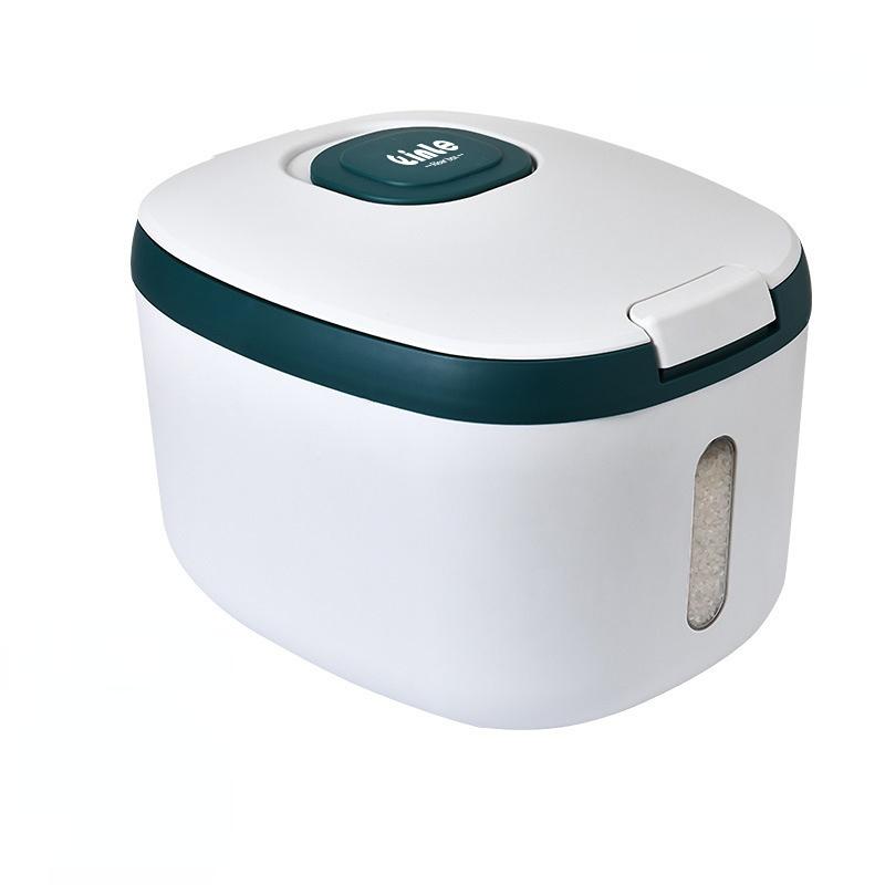 

Великий контейнер для зберігання харчових продуктів Обертові бочки з рисом Герметичний дозатор для зернових пластівців Ящик для зерна Кухня Організація зберігання харчових продуктів 5KG зелений