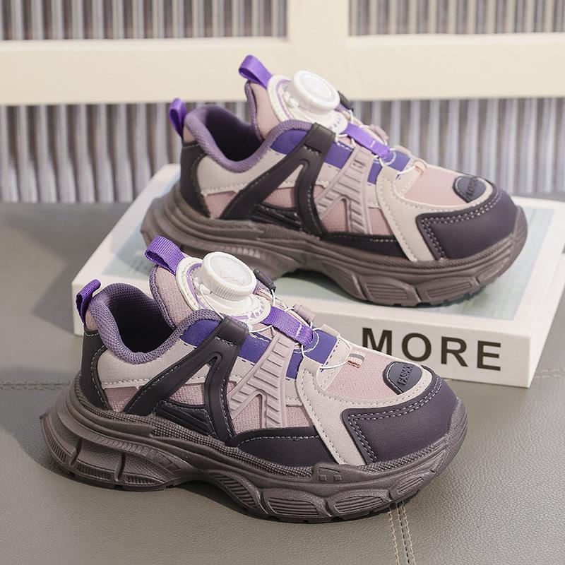Children's sports shoes, new autumn model, leather upper, soft sole, lightweight dad shoes, simple, stylish, versatile girls' sneakers