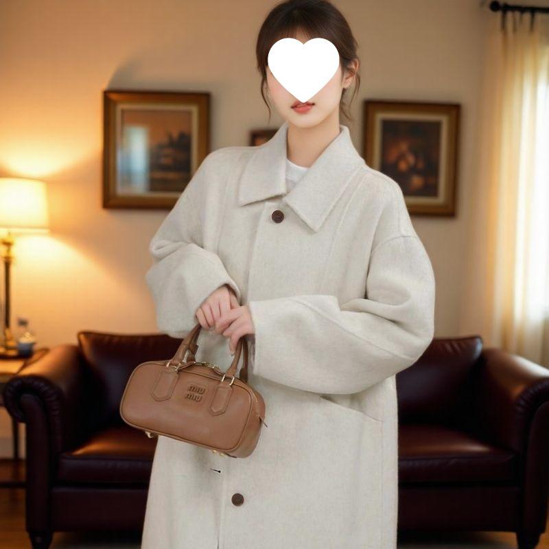 

Yellow Doll Collar Double-Sided Wool Coat - Women s Thickened Mid-Length Autumn/Winter 2025 Korean Style Outerwear. XL абрикосовый