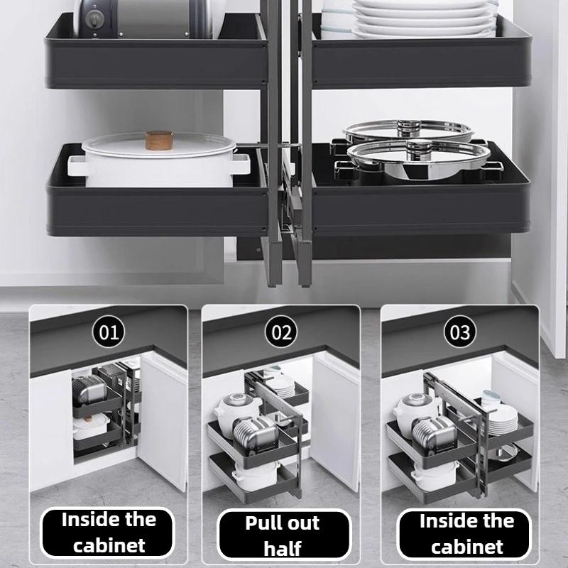Corner Pull Basket Adjustment Storage Holders Organization Kitchen Tableware Racks Modern Storage Pull Baskets Home Accessories