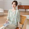 Elegantes Chiffon-Oberteil mit Sieben-Viertel-Ärmeln für Frühling/Sommer für Frauen mittleren und höheren Alters