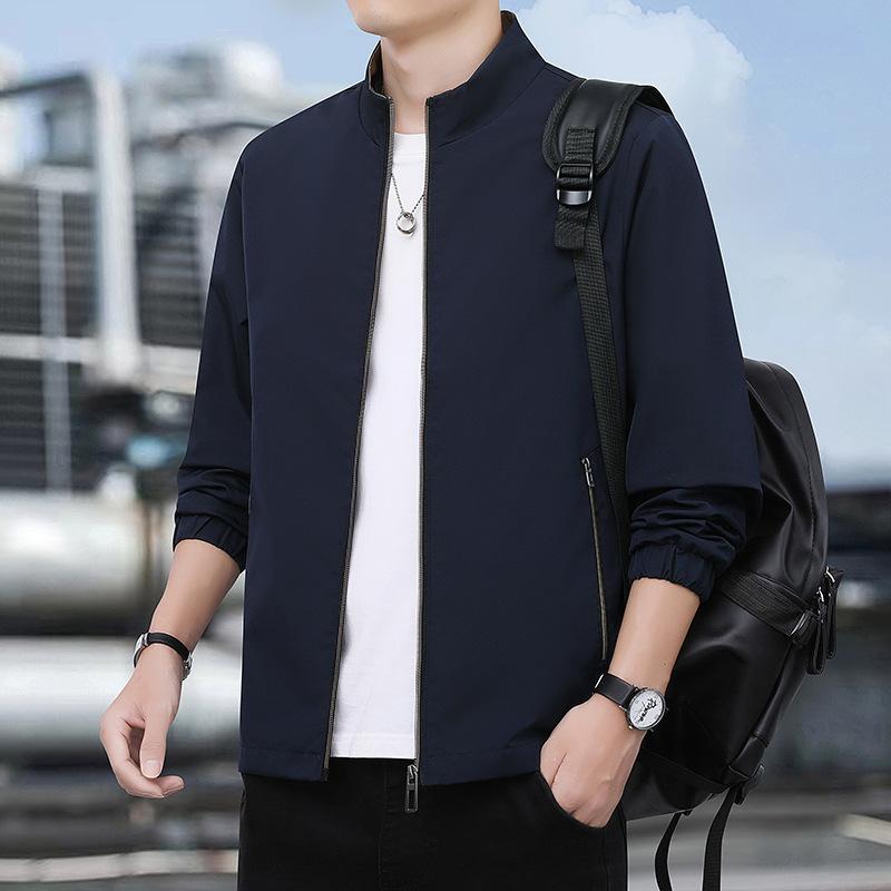 Jacket Men's Autumn Senior Sense Middle-aged and Elderly Stand-up Collar Windproof Dad Casual Business Men's Fashion Versatile Top