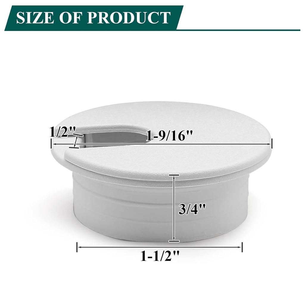 Litoexpe White Desk Cord Grommets 1-1/2 Inch Plastic Grommet Cable Hole Cover for Office Equipment Computer Desk Wires 2 Pieces