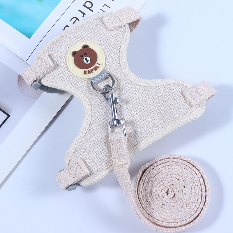 Nové venkovní vodítko pro malá zvířata, oblečení pro psy a kočky, hrudní a zádové popruhy, vodítko ve stylu vesty s kresleným medvědem