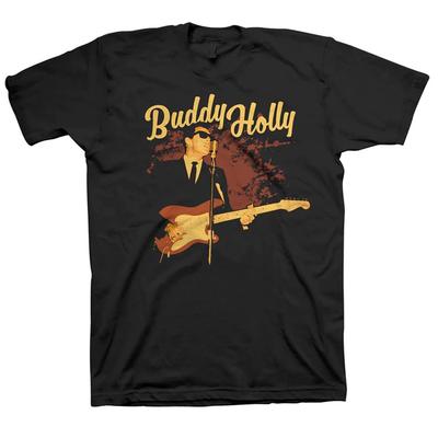 Men's Buddy Holly Performing T-shirt Small Black
