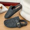 Design sense retro thick bottom velvet bag head half drag autumn and winter new warm wool cotton slippers