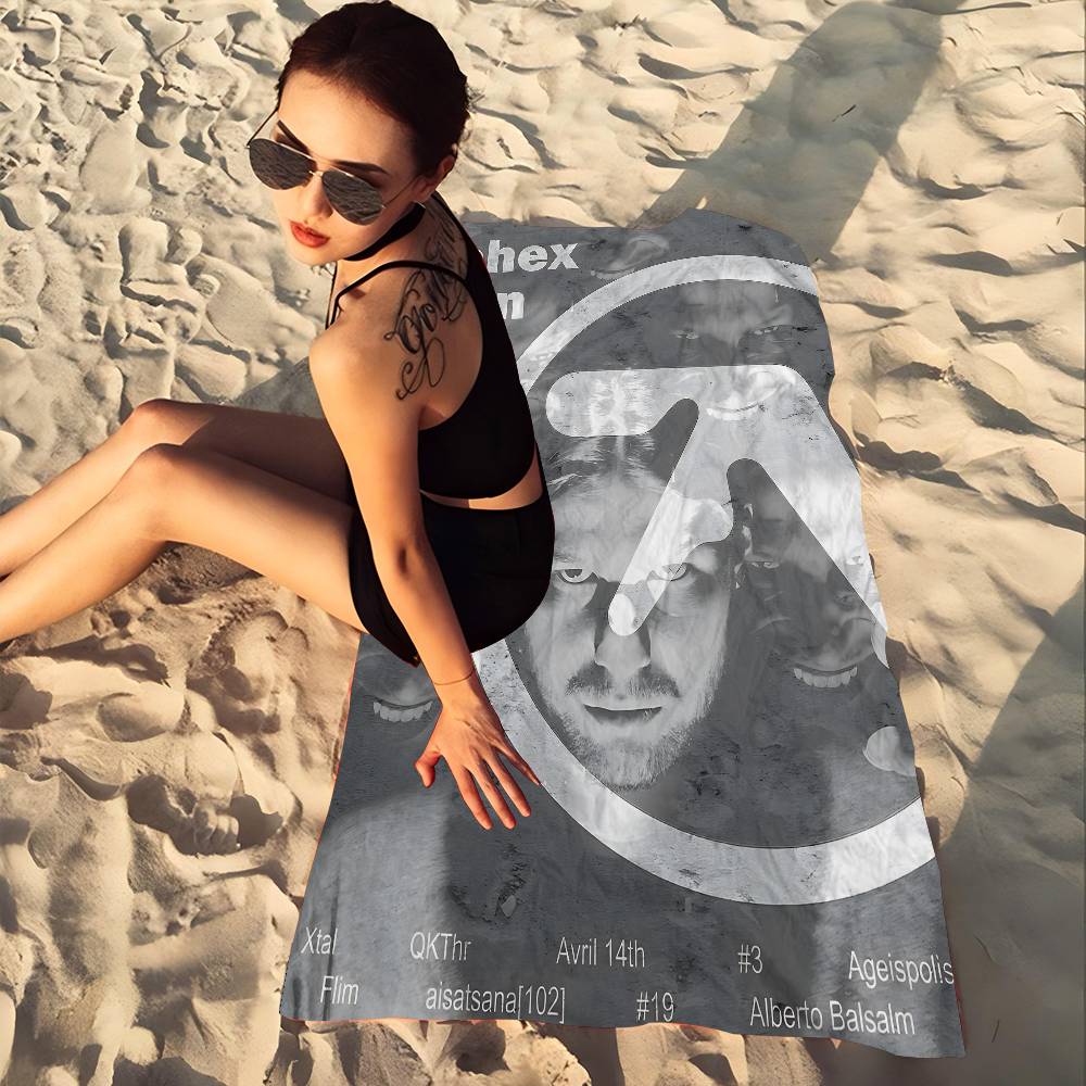 Pop Band A_Aphex T_Twin Anime Beach Swimming Towel Soft Absorbent Washcloth Children's Gifts For Kids Travel Camping Gym
