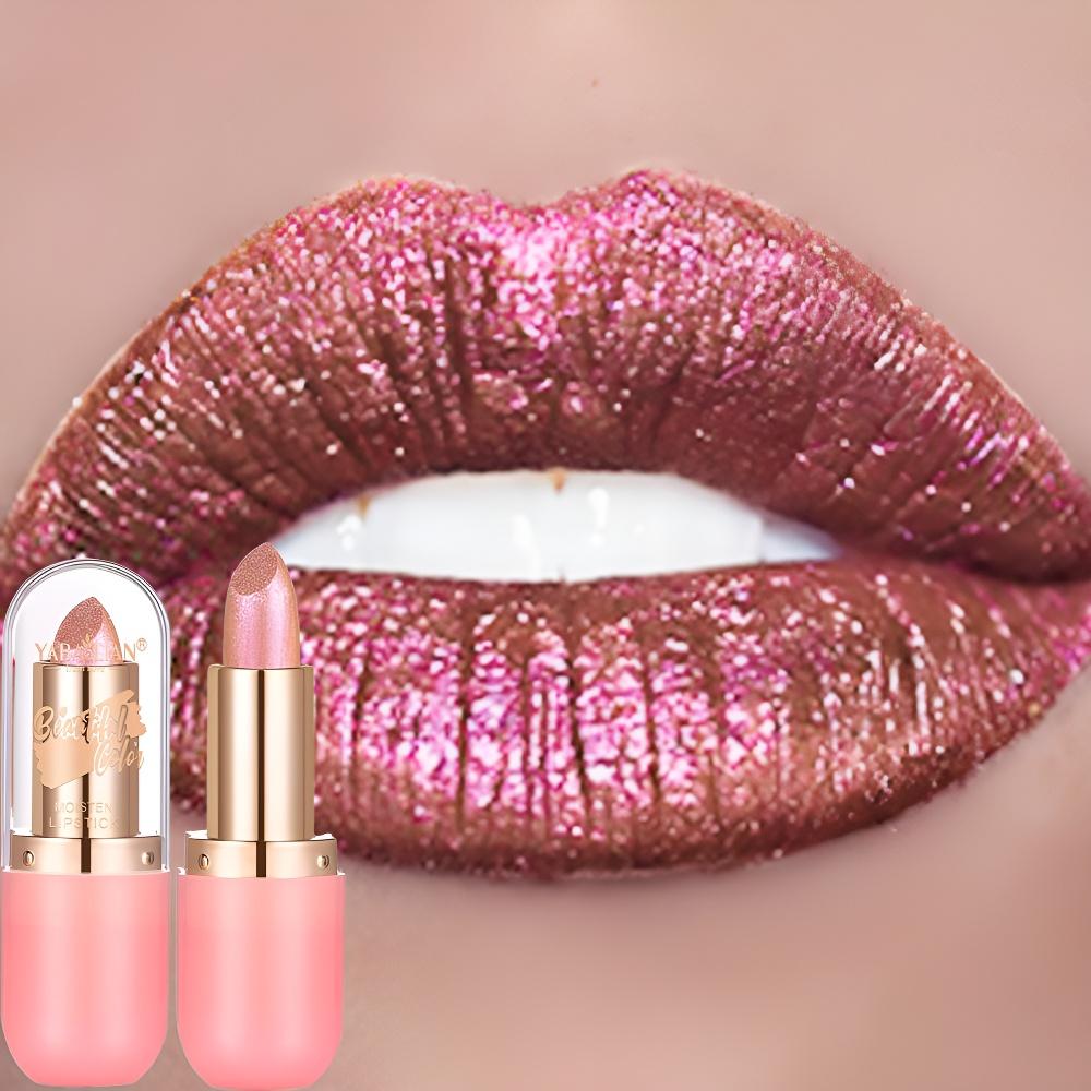 7- Aurora Chameleon Metallic Lip Stick High Shine Long-Lasting Diamond Blue Purple Lip Gloss for Halloween & Stage Makeup