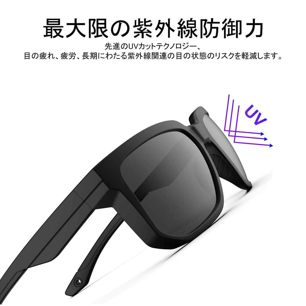 HAAYOT and Polarized Sports Sunglasses with UV Flexible and Lightweight TR90 Frame for Fishing and Matte Black and Gray Men's Women's 100% Protection,