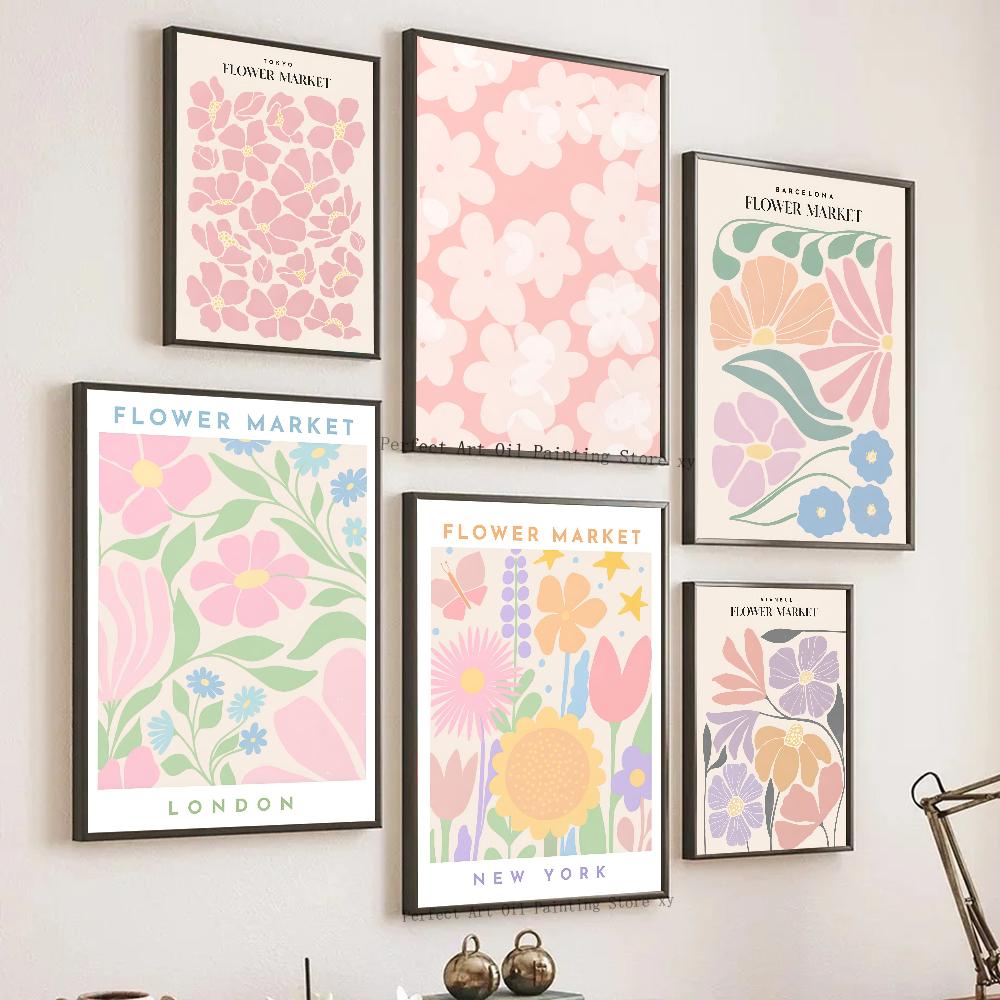 1pc Flower Market Wall Art Colorful Nordic Plant Poster HD Posters Home Room Bar Cafe Decor Art Wall Painting Picture