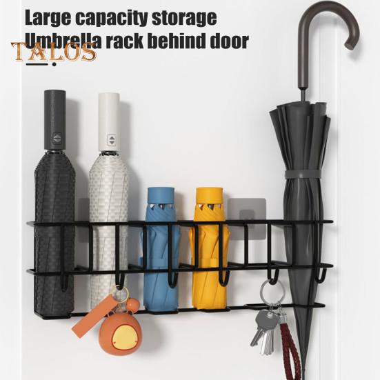 Hohles Regenschirm-Aufbewahrungsregal, Wandgarderobe mit 6 Kleiderbügeln, tragender Hut- und Kleidungs-Organizer für Badezimmer und Wohnzimmer
