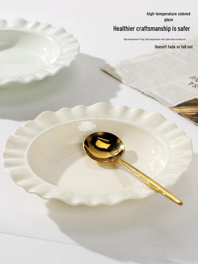 Set of 2 Creative 8-inch French Lace Plates - Classic Cream Soup Dish, 2025 Design