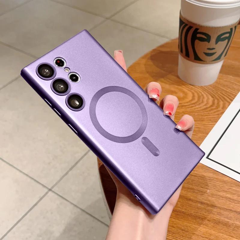Luxury For Magsafe Magnetic Case For Samsung Galaxy S25 FE S24 S23 S22 Ultra S21 Plus S25 Edge Wireless Charge Shockproof Cover