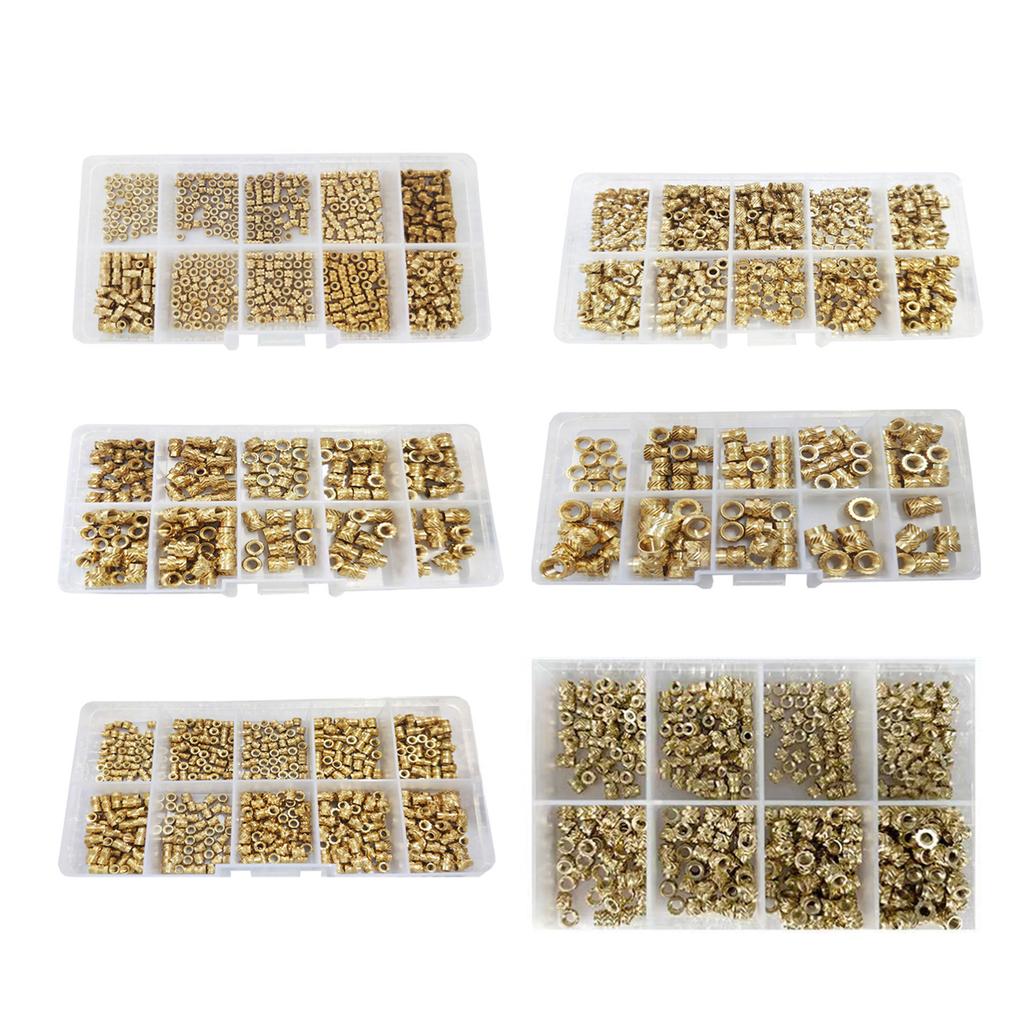 Nuts in Storage Box Good Conductivity Insert Nut Corrosion resistant Nut Brass Threaded Nut Multiple Size for Engineers