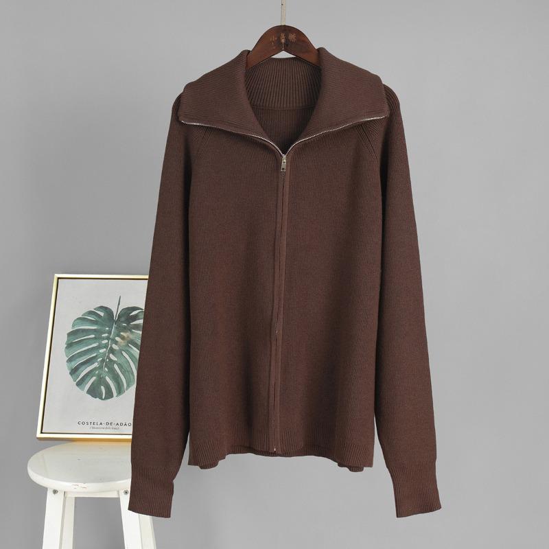 Womens Casual Knit Zip Cardigan Wide Leg Pants Two Piece Set