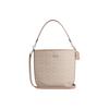 City Bucket 17  Aged Flower Pattern with Metal Logo  Iconic Coated Canvas  Handheld Shoulder Bag  Small Size  Women's Style  Sand Color