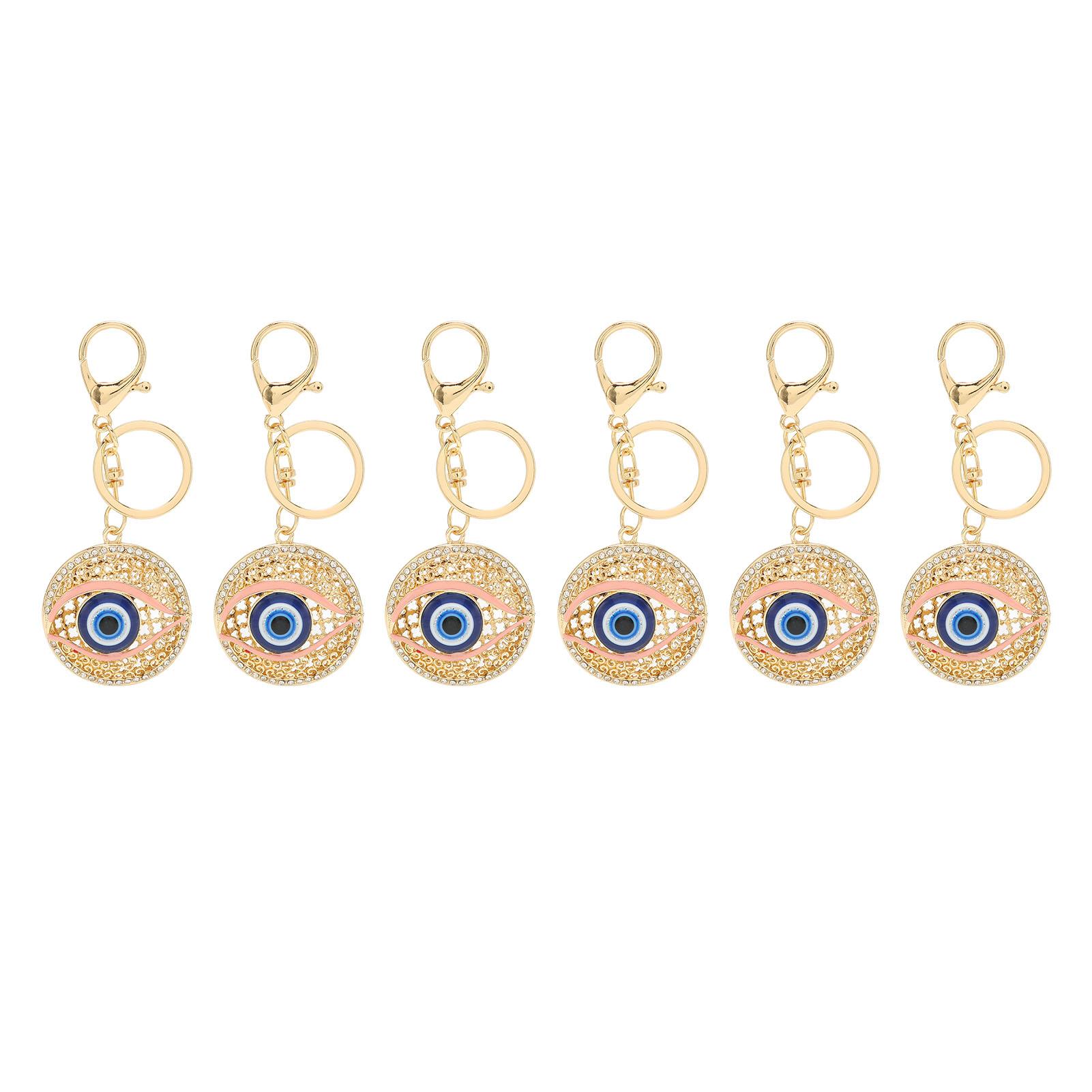 

6pcs Big Eyes Keychain Cute Exquisite Rust Prevention Rhinestone Keychain Metal Keychain for Handbag Bags