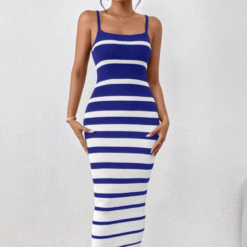 Women's Sexy Hot Girl Striped Suspender Dress with Wrapped Buttocks Long for Women Casual Dresses