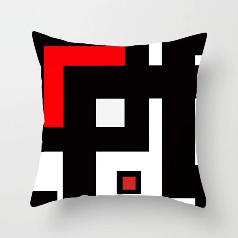 Black and Red Geometric Decorative Pillowcases Living Room Office Home Pillowcases Car Ornaments