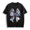 Holographic Laser Bow Print Trendy T-Shirt Loose Casual Streetwear For Men And Women Pure Cotton T-shirt