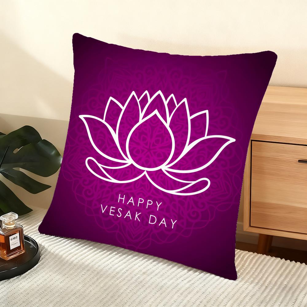 Happy Vesak Cushion Cover Soft Short Plush Pillow Cover Smooth Cozy Texture Aesthetic Cushion Case Home Decor