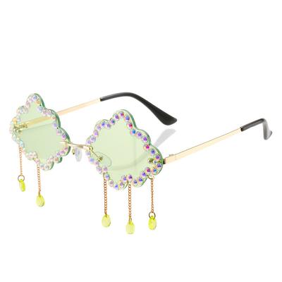 Fun Sunglasses, Personalized Cloud Pendant, Ocean-Colored Sunglasses For Women, Diamond-Encrusted Glasses