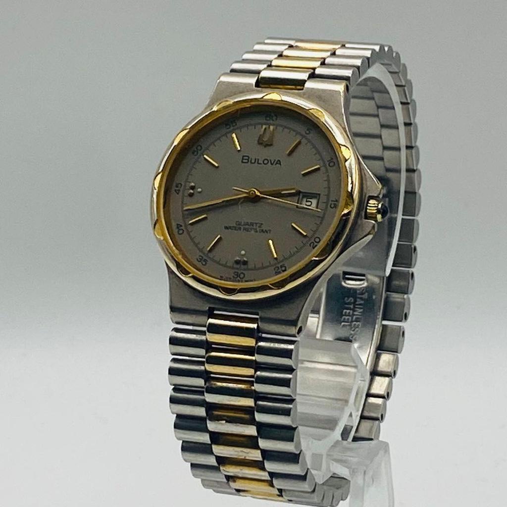 Used BULOVA Quartz Watch Date Two Tone Men's Gold